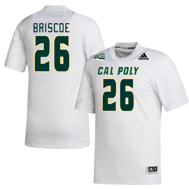 Men-Youth #26 Michael Briscoe Cal Poly Mustangs 2023 College Football Jerseys Stitched-White